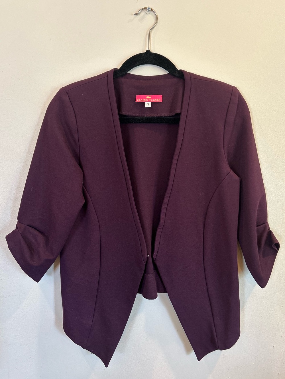 Elaine Turner Jacket with ruched sleeves in Plum